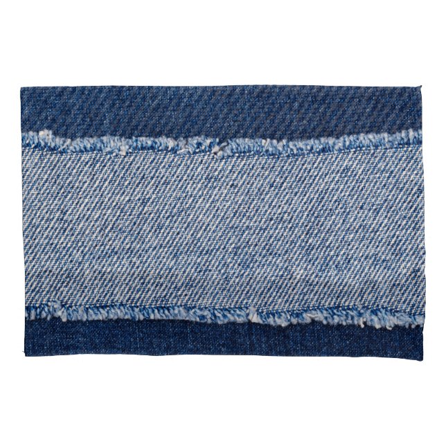 Fringed denim blue jeans frame. pillowcase (Front)