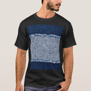 Fringed denim blue jeans frame. T-Shirt