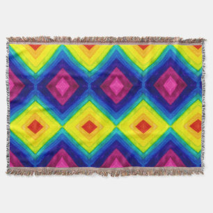 Fringed Gradient Prism Rainbow Art Throw Blanket 