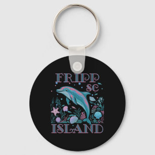 Fripp Island Sc Dolphin Lover Colorful Beach Souve Key Ring