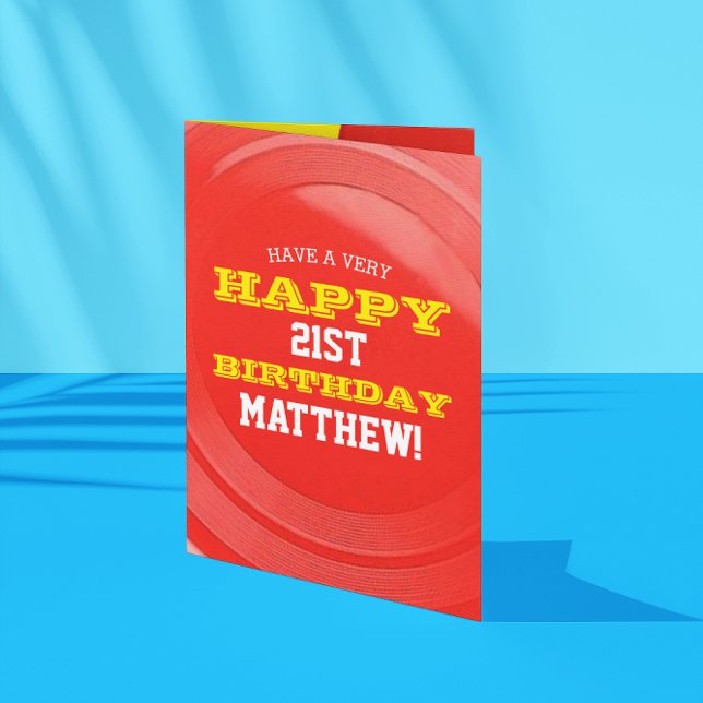 Frisbee Add Your Name and Year Birthday Card (Creator Uploaded)