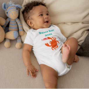Frisbee Crab Beach Baby Personalised Bodysuit