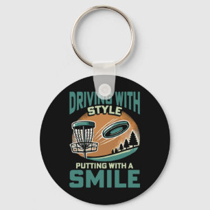 Frisbee Disc Golf Driving With Style Key Ring