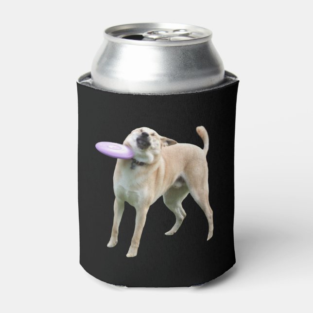 Frisbee Dog Meme Double Sided Black Can Cooler (Can Front)