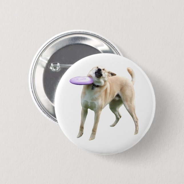 Frisbee Dog Meme Pin Button (Front & Back)