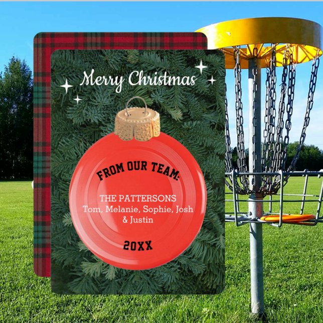 Frisbee Fan Personalised Ornament Christmas Card (Creator Uploaded)