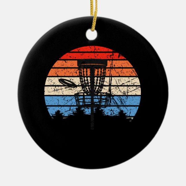 Frisbee Golf Disc Golf Retro Ceramic Tree Decoration (Front)