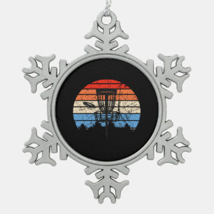 Frisbee Golf Disc Golf Retro Snowflake Pewter Christmas Ornament