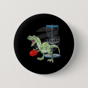 Frisbee Golfer T Rex Dinosaur Golf Player Dino Dis 6 Cm Round Badge