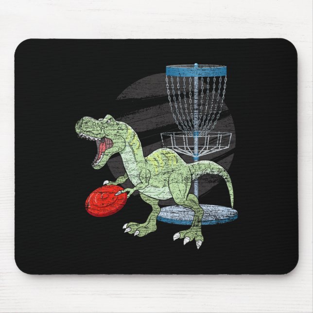 Frisbee Golfer T Rex Dinosaur Golf Player Dino Dis Mouse Pad (Front)