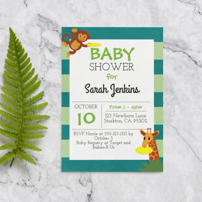 Frisbee Jungle Baby Shower 3x5 Invitation (Creator Uploaded)