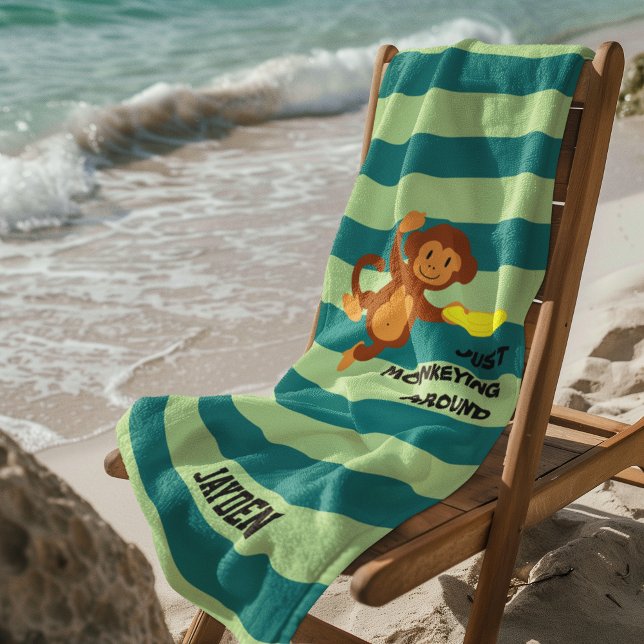 Frisbee Monkey Personalised Beach Towel (Creator Uploaded)