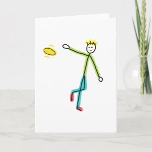 Frisbee Throwing Stickman Card