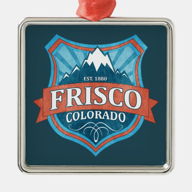 Frisco Colorado teal shield holiday ornament (Front)
