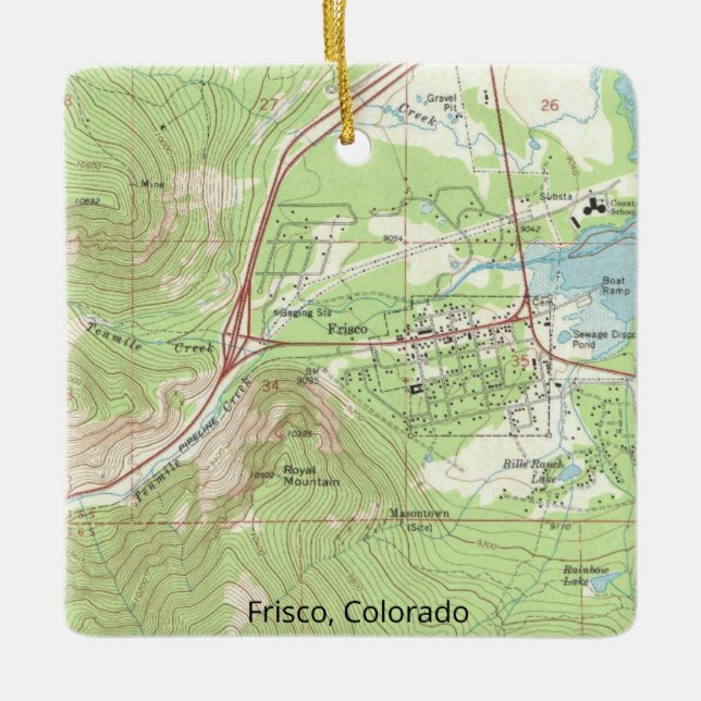 Frisco Colorado Topo Map Ceramic Ornament (Front)