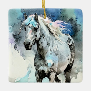 Frisky Appaloosa Mare Watercolour Ceramic Ornament