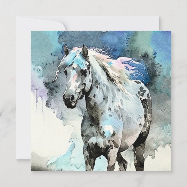 Frisky Appaloosa Mare Watercolour Holiday Card (Front)