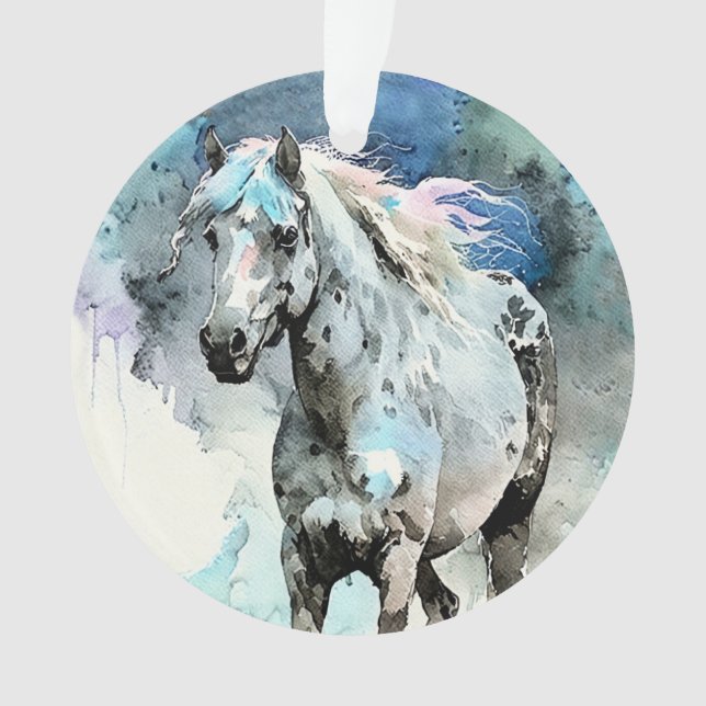 Frisky Appaloosa Mare Watercolour Ornament (Front)