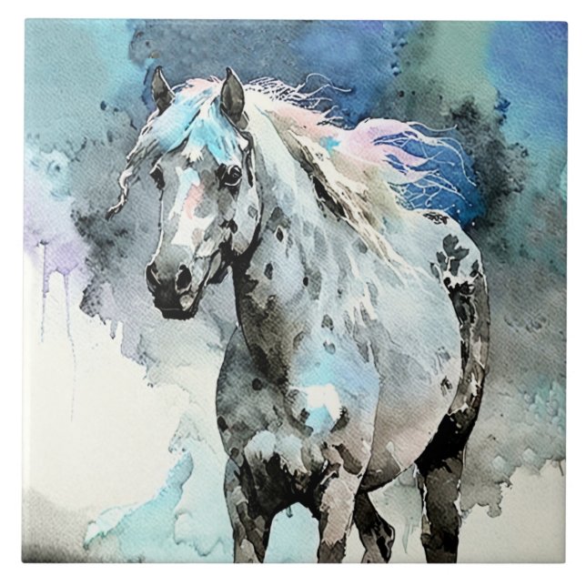 Frisky Appaloosa Mare Watercolour Tile (Front)