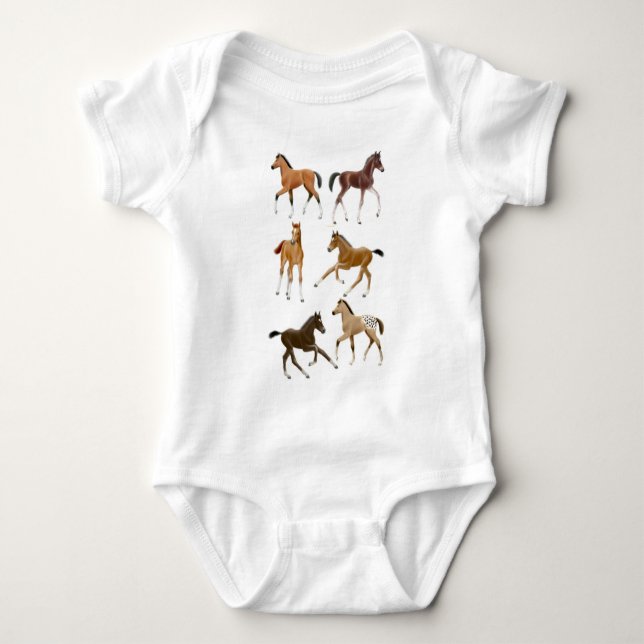 Frisky Horse Foals Baby One Piece Bodysuit (Front)