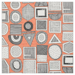 frisson memphis black white orange fabric