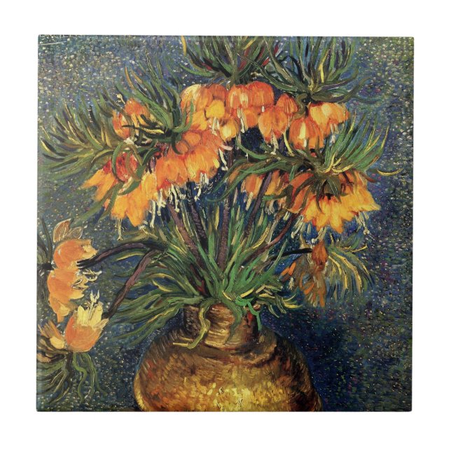 Fritillaries in a Copper Vase by Vincent van Gogh Tile (Front)