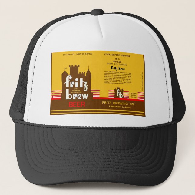 FRITZ BREW CONE TOP BEER CAN DESIGN FREEPORT ILL TRUCKER HAT (Front)