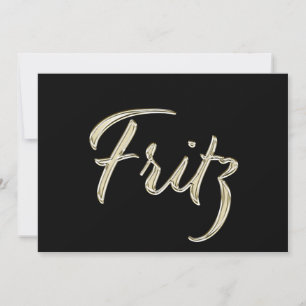 Fritz Name white gold Handwriting Card