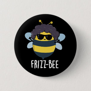 Frizz-Bee Funny Afro Bee Pun Dark BG 6 Cm Round Badge
