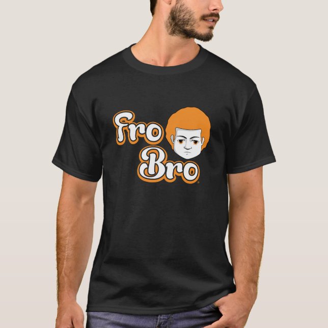 Fro Bro Dark - Orange & White T-Shirt (Front)