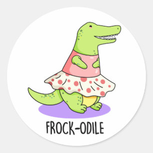 Frock-odile Funny Crocodile Pun  Classic Round Sticker