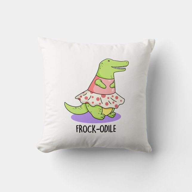 Frock-odile Funny Crocodile Pun  Cushion (Front)