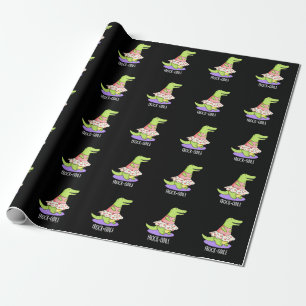 Frock-odile Funny Crocodile Pun Dark BG Wrapping Paper
