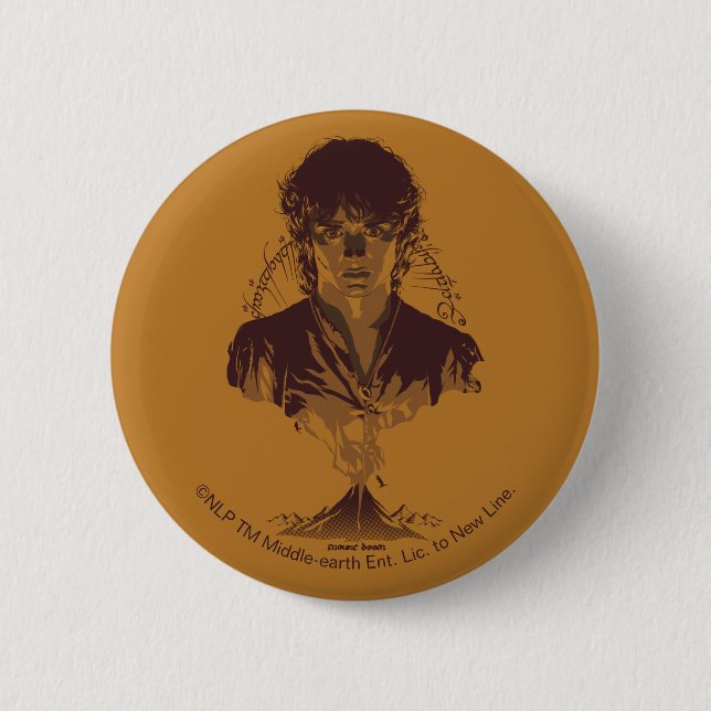 FRODO™ MOUNT DOOM™ Tengwar Inscription Graphic 6 Cm Round Badge (Front)