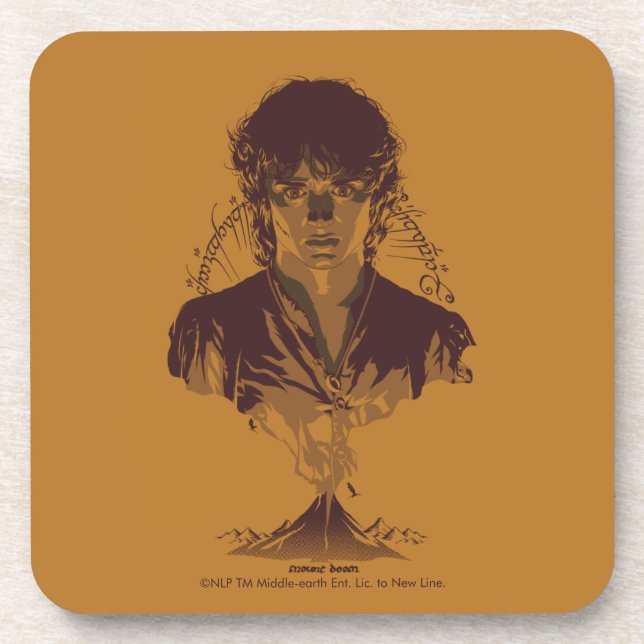 FRODO™ MOUNT DOOM™ Tengwar Inscription Graphic Coaster (Front)