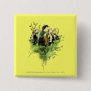FRODO™ with Hobbits Vector Collage 15 Cm Square Badge