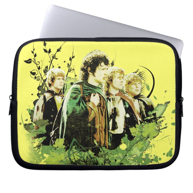 FRODO™ with Hobbits Vector Collage Laptop Sleeve (Front)