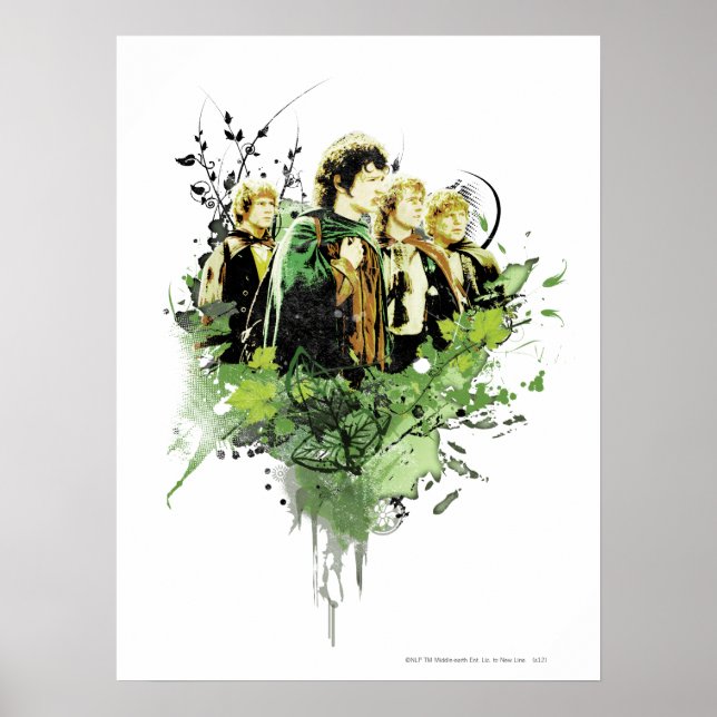 FRODO™ with Hobbits Vector Collage Poster (Front)