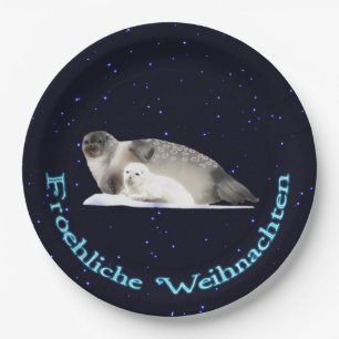 Froehliche Weihnachten - Ringed Seal Paper Plate