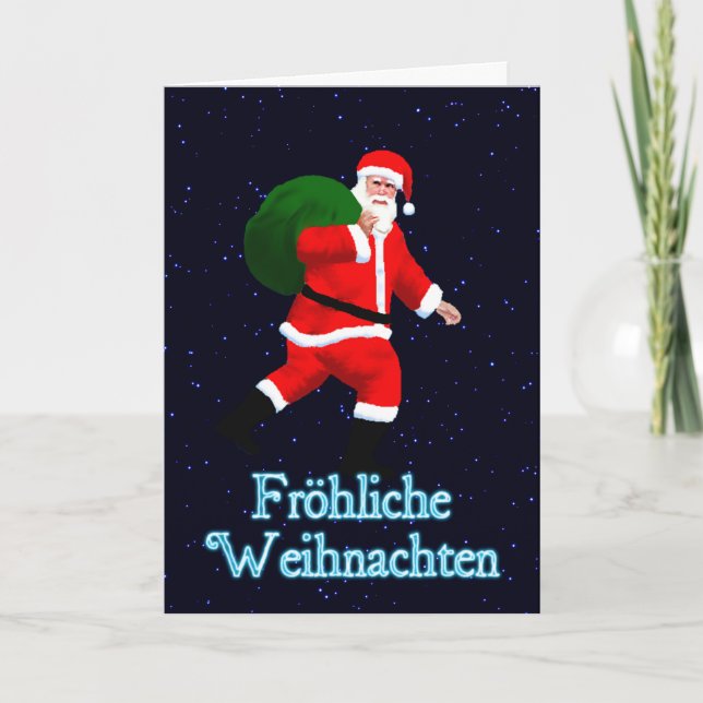 Froehliche Weihnachten - Santa Claus Holiday Card (Front)