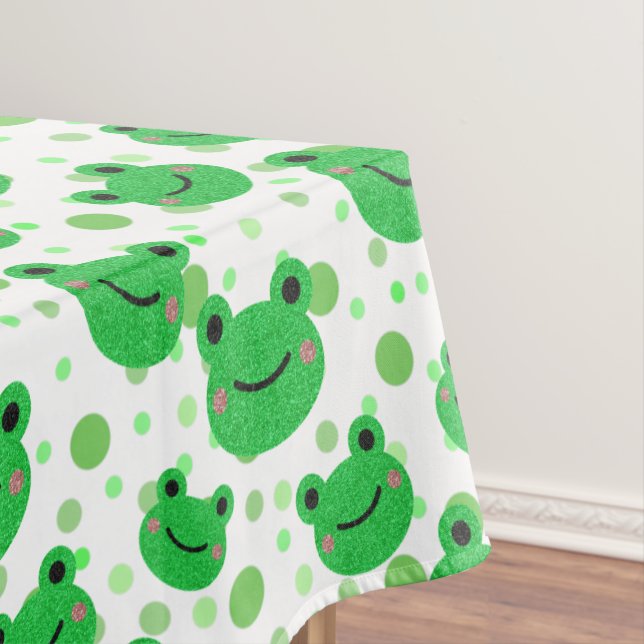 Frog 1st Birthday p`Party Froggy Green Dots Tablecloth (In Situ)