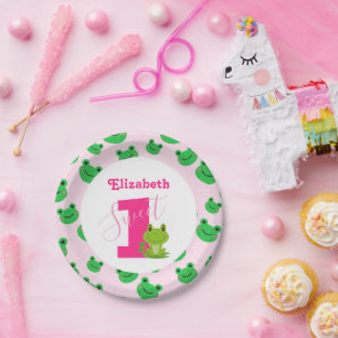 Frog 1st Birthday party baby girl supplies  Paper  Plate