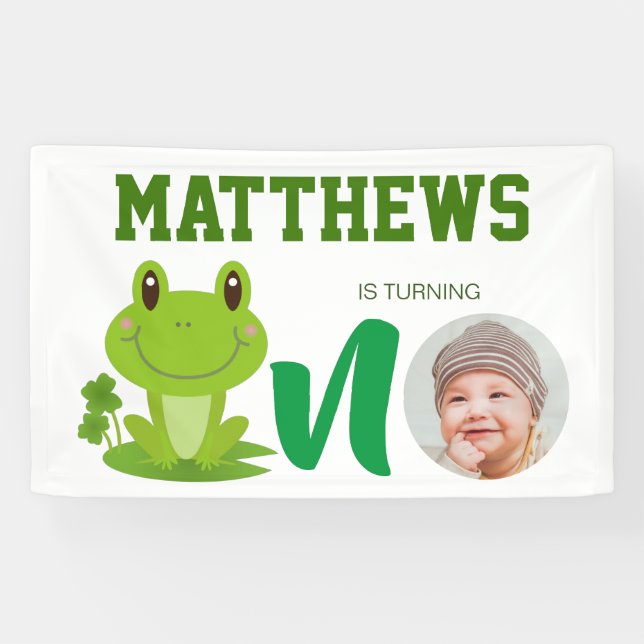 Frog 1st birthday party banner (Horizontal)