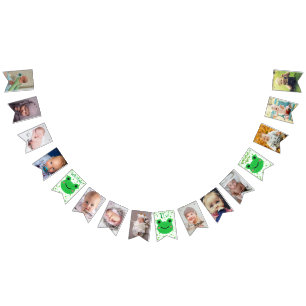 Frog 1st birthday party bunting flags