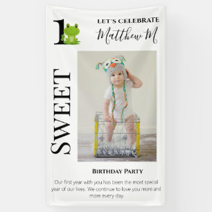 Frog 1st Birthday party invitation Banner