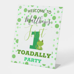 Frog 1st Birthday party  Pedestal Sign