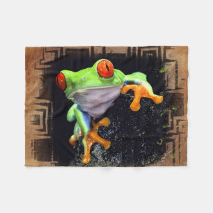 Frog 3 Bordered Options Fleece Blanket