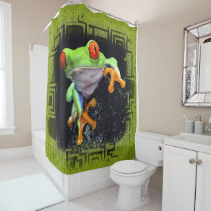 Frog 3 Bordered Options Shower Curtain