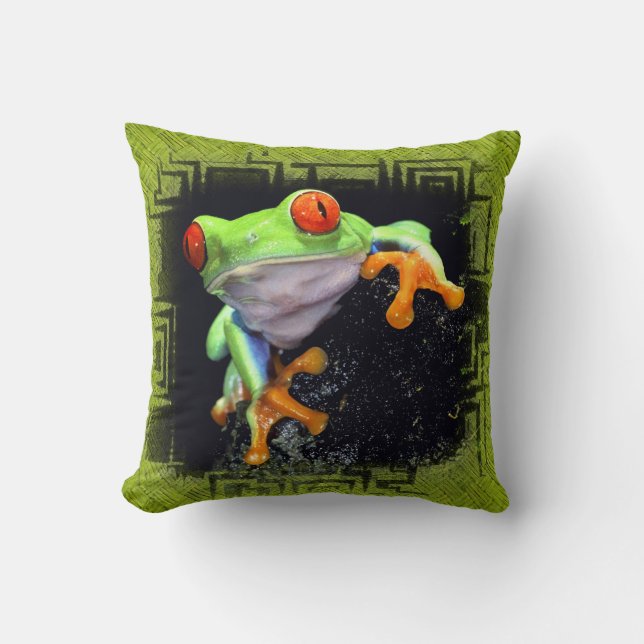 Frog 3 Bordered Pillow Options (Front)