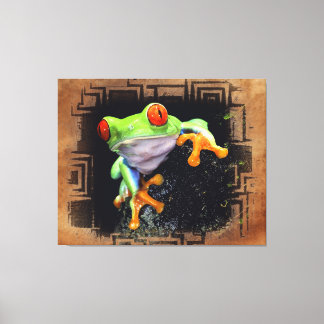Frog 3 Bordered Wrapped Canvas Options